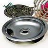 W10196406 and W10196405 Chrome Stove Burner Drip Pan Set for Whirlpool Amana Maytag Magic-Chef Kenmore Electric Range with Locking Slot, Includes 2 6-Inch and 2 8-Inch Drip Bowls