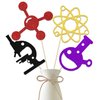 12 Pcs Science Party Centerpiece Sticks, Chemistry Theme Birthday Party Decorations, Mad Science Laboratory Baby Shower Party Decoration Supplies Blue Black Red
