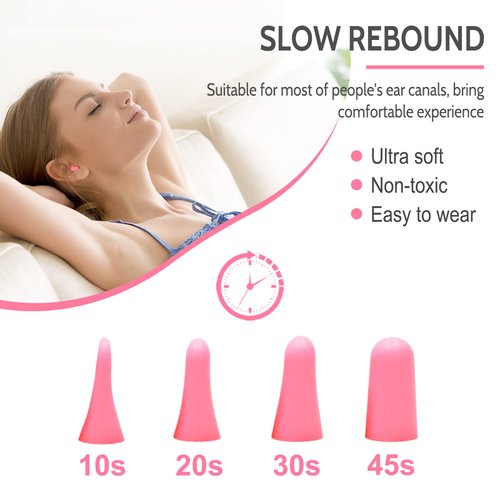 LYSIAN Ultra Soft Foam Earplugs for Sleep Noise Reduction -38dB Noise Cancelling Ear Plugs for Sleeping, Snoring, Shooting, Travel Loud Sound-60 Pairs-Pink Color