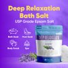 Deep Relaxation Bath Salt 32 Ounces Epsom Salt with Natural Lavender Essential Oil Plus Vitamin C in BPA Free Pouch with Easy Press-Lock Seal