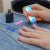Chumia Mini UV LED Nail Lamp for Gel Nails with 9 LED and Nail Cuticle Pusher Portable Gel LED UV Nail Lamp Stainless Steel Manicure Tool with 2 Pieces Nail Files for Girl Woman Home (Blue)