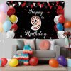 JOYKY Happy 9th Birthday Banner, Red Black Happy 9th Birthday Party Decorations for Boys Girls, 9 Year Old Birthday Supplies Backdrop Décor, 5.9 X 3.8 Fts