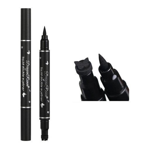 GHFCZOO Double-Headed Winged Eyeliner Stamp Pen, Black Liquid Eyeliner Stamp Pencil for Women, Long-Lasting Eyeliner with Butterfly Shape Stamps (05#Butterfly)