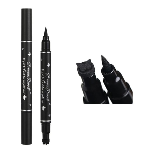 GHFCZOO Double-Headed Winged Eyeliner Stamp Pen, Black Liquid Eyeliner Stamp Pencil for Women, Long-Lasting Eyeliner with Butterfly Shape Stamps (05#Butterfly)