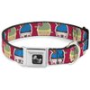 Buckle-Down Happy Cupcakes/Dots Pink/Green Dog Collar Bone, Wide Medium/16-23"