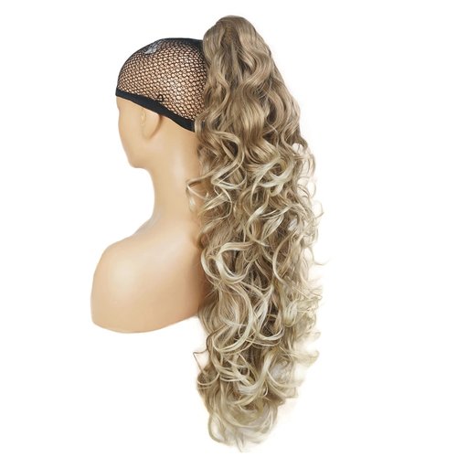 Lydell 30" Long Curly Styled Clip In Claw Ponytail Hair Extension Synthetic Hairpiece 280g with a jaw/claw clip (15BT613 Blonde Mix)