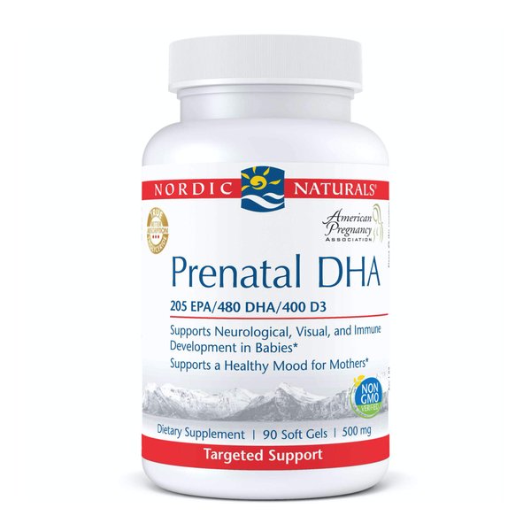 Nordic Naturals Pro Prenatal DHA, Unflavored - 830 mg Omega-3 + 400 IU Vitamin D3-90 Soft Gels - Supports Brain Development in Babies During Pregnancy & Lactation - Non-GMO - 45 Servings