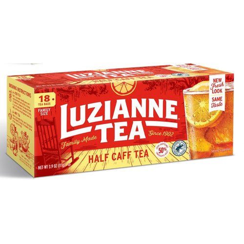 Luzianne Half-Caff Tea Bags, Family Size, Unsweetened, 108 Iced Tea Bags (6 Boxes of 18 Count Pack), Specially Blended for Iced Tea, Clear & Refreshing Home Brewed Southern Iced Tea