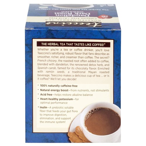 Teeccino Dandelion Tea – Dark Roast Roasted Herbal Tea | Organic Roasted Dandelion Root | Prebiotic | Caffeine Free | Gluten Free Acid Free Coffee Alternative, 10 Tea Bags (Pack of 6)