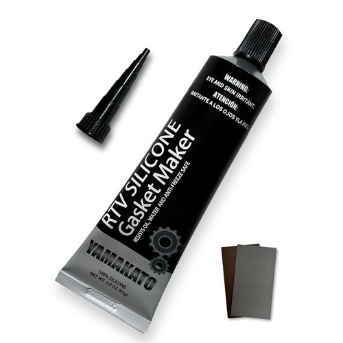 YAMAKATO RTV Gasket Maker, Black Silicone Sealant and 2 Thick Gasket Material Paper 160X290mm