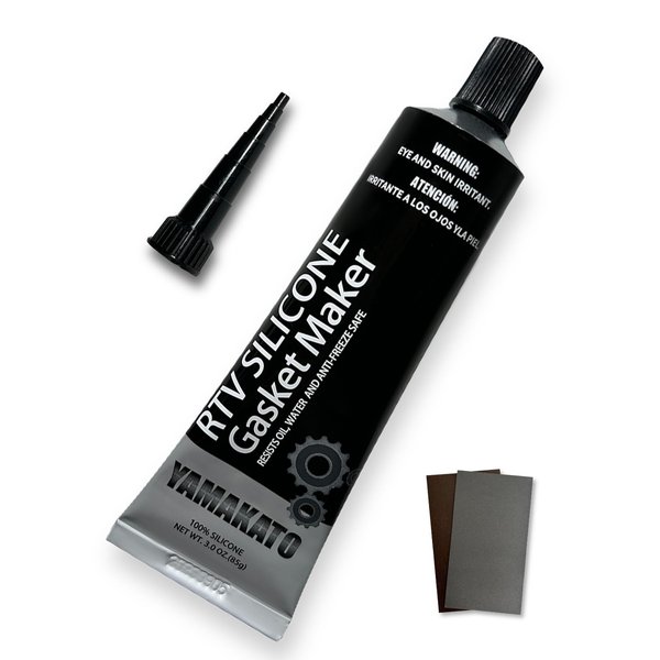 YAMAKATO RTV Gasket Maker, Black Silicone Sealant and 2 Thick Gasket Material Paper 160X290mm