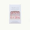 24Pcs Pink French Tip Press on Nails Short Almond Fake Nails Cute Strawberry Glue on Nails Nude Pink Acrylic Nails Full Cover Stick on Nails Spring False Nails for Women Girls Manicure Decoration