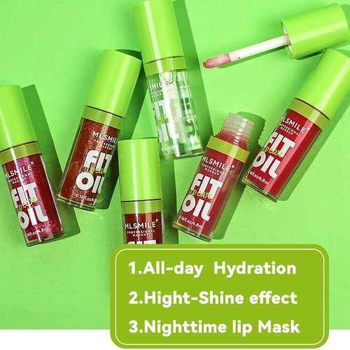 Tiejdhr 4 Colors Lip Oil Lip Glaze, Hydrating Lip Glow Oil Big Brush Head Shiny Moisturizing Lip Gloss, Long Lasting Non-sticky Fresh Transparent Tinted Plumping Lip Oil- Set A