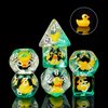 Cusdie 7-Die DND Dice, Polyhedral Dice Set Filled with Animal, Animal Dice Set for Role Playing Game Dungeons and Dragons D&D Dice MTG Pathfinder (Yellow Duck)