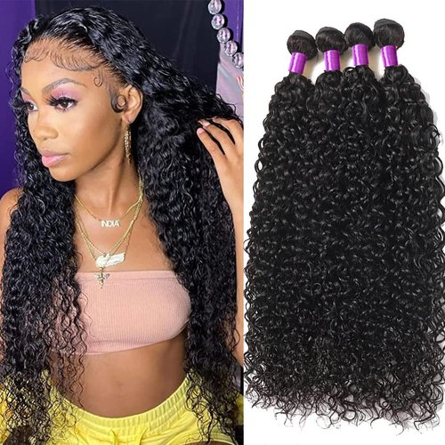 Luduna Water Wave Bundles 100% Unprocessed Brazilian Virgin Hair Bundles Wet and Wavy 3 Bundles Human Hair Extensions Sew-In for Black Women Natural Color