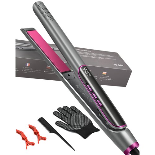 JAKSENR Hair Straightener 2 in 1 Salon Hair Flat Iron Curler Waver with Negative Ion Styling Frizz Control LED Temperature Display Long-Lasting Finish for Straightening Hair Professional Hair Iron