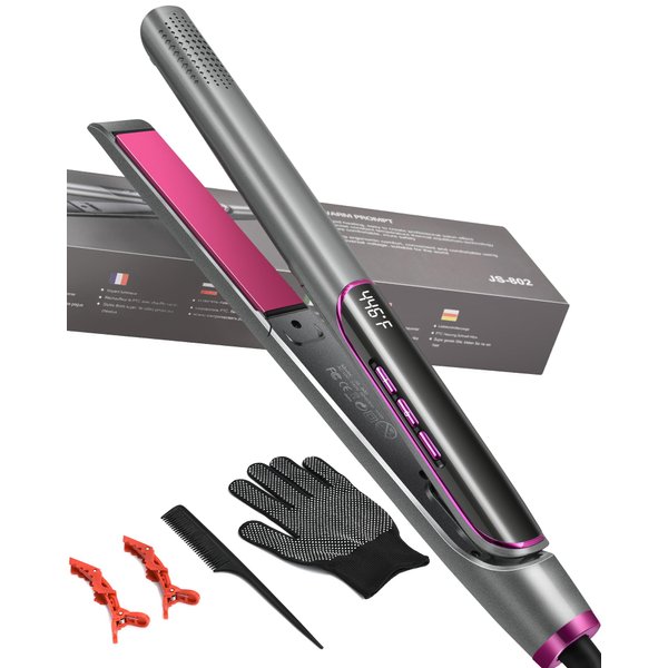 JAKSENR Hair Straightener 2 in 1 Salon Hair Flat Iron Curler Waver with Negative Ion Styling Frizz Control LED Temperature Display Long-Lasting Finish for Straightening Hair Professional Hair Iron