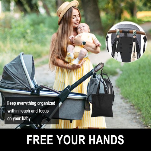Gukeniu Baby Stroller Hooks for Hanging Bags, Universal Stroller Clips Stroller Accessories Hook Mommy Hook for Stroller, Diaper Bag, Shopping Bag, Purse, Backpack (Abstract Leaf, 2 Pack)