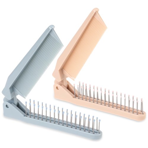 Travel Comb for Women, 2 PCS Double Headed Foldable Pocket Comb Mini Compact Collapsible Hair Brush Portable Anti-Static Small Comb for All Hair Types, Hairdressing Brush for Gym, Car, Purse, Office