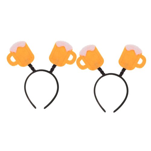 COOLHIYA 2 Pcs Beer Headband Tiki Bar Decorations Non- Slip Headband Cool Hair Make up Hair Headbands Spring Decor Beer Hair Band Headpiece Beer Hats Tiara Beer Mug