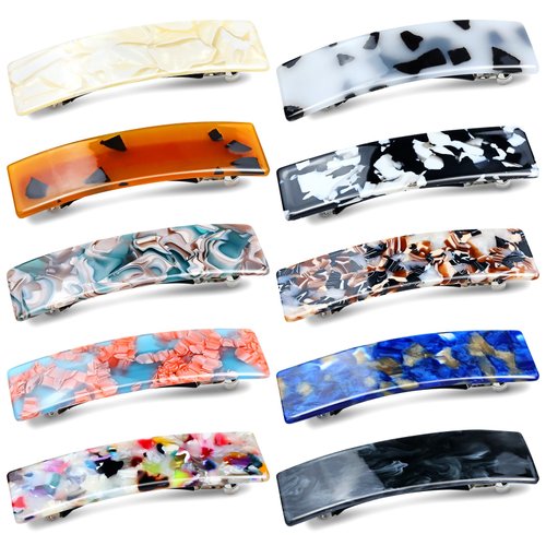 Dizila 10pcs 9cm/3.5&quot; Vintage Tortoise Shell Acetate French Hair Barrettes Automatic Spring Hair ...