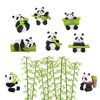 Ymeibe 8 PCS Solid Panda Figurines Set with Miniature Bamboo Trees Wood Fence Cake Topper DIY Kits Realistic Cute Panda Ornament Birthday Party Decorations Supplies