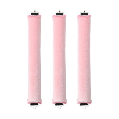 HSFADYYN Heatless Hair Curler, Flexi Rods with Hook, Heatless Curling Rod Covered with Velvet, No Heat Hair Curlers to Sleep In, Suitable for Medium and Long Hairless Curly Hair Rods -3PCS Pink