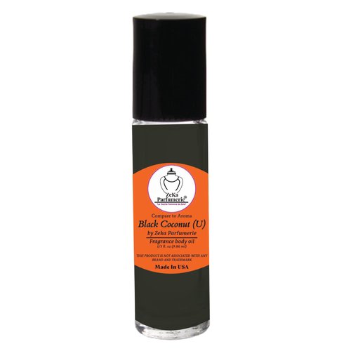 ZEKA PARFUMERIE Compare to Aroma Black Coconut for Women and Men Fragrance Body oil on 1/3 oz (9.86ml) size Roll-On Botlle