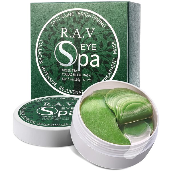 R.A.V Under Eye Patches, Eye Masks, 30 Pairs Collagen Patches for Nourish Firming Repair for Fine Lines, Wrinkles, Dark Circles Bags Eye Treatment, Improve Lines Puffiness for men women (Green Tea)