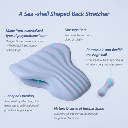 RESTCLOUD Back Stretcher for Back Pain Relief, Lower Back Stretcher Back Stretching Cushion, Lumbar Stretcher Device Helps with Spinal Stenosis Herniated Disc Sciatica Nerve