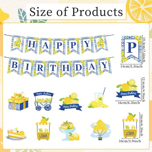 Refavor Lemon Birthday Party Decorations - 10PCS Capri Lemon Happy Birthday Banners Hanging Swirls Decorations Lemon Party Decorations Amalfi Coast Party Decorations Lemon Birthday Party Supplies