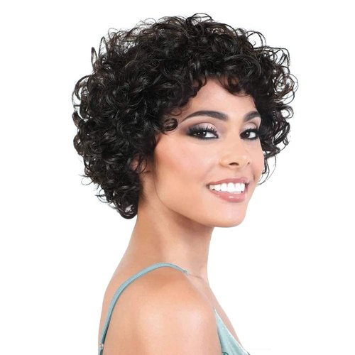 HUA Short Curly Wigs for Black Women Human Hair Pixie Cut Bouncy Curly Human Hair Wigs for Black Women Glueless Natural Black Color Short Curly Wigs