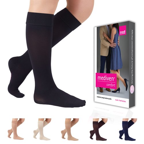 Mediven Comfort for Women 30-40 mmHg Compression Stockings, Knee High, Ebony V