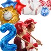 HADCKJA Baseball Balloons Baseball Birthday Party Supplies with 2nd Balloon Baseball Glove Balloon Red Blue Star Red Blue Confetti Balloon for Boy Shower Decorations Birthday Party Decorations 9Pcs