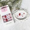 Christmas Press on Nails Short Square Design Fake Nails with Nail Glue Acrylic Artificial False Nails Cute Snow Elk Full Cover Stick on Nails for Women Girls Kids Manicure Tips 24Pcs（Red White）