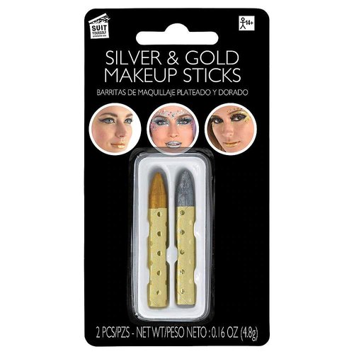 Hallo Makeup Halloween Costume Accessories Makeup Gold & Silver Makeup Kit (2X Pcs )