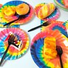 24 Guests Tie Dye Party Plates Napkins Tie Dye Birthday Party Decorations Supplies for Girls Tie Dye Birthday Paper Plates Napkins Forks Tableware Set (96 Pieces)
