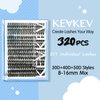 KevKev Lash Clusters Individual Lashes 3D Fluffy Eyelash Clusters 320 Pcs Cluster Lashes 30+40+50D Wispy Volume Lashes DIY Lash Extensions Thin Band & Soft (Fluffy 30+40+50D,D-8-16mix)