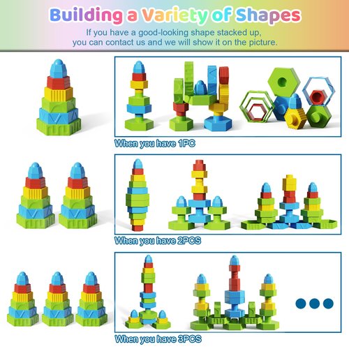 ZAMERR Baby Stacking Toys for Toddlers 1-3, Sensory Montessori Toys for 1 Year Old Boy Girl, Building Blocks STEM Balance Game Preschool Learning Fine Motor Skills Toy Birthday Gifts for 2 3 4 5+ Kids