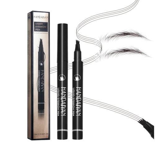 Waterproof Microblading Eyebrow Pen 4 Tip Brow Pencil, Liquid Eyebrow Pencil Eye Brow Contouring Pen for Women, Creates Natural Brows (Gray Brown,#04)