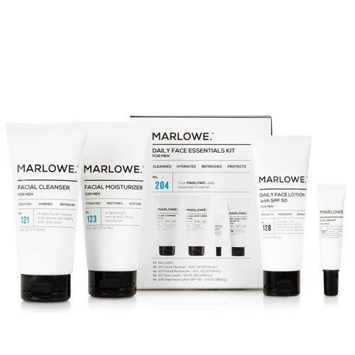 MARLOWE. Mens Skin Care Set, No. 204 Daily Essential Face Kit, No. 121 Facial Cleanser, No. 123 F...