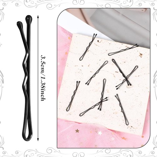 Amabro Mini Bobby Pins, 50PCS 1.37 Inch Small Wavy Hair Pins Metal Hair Clip Hairpins for Women Gilr Kids Buns Long Straight Curly Hair All Hair Types(Black)