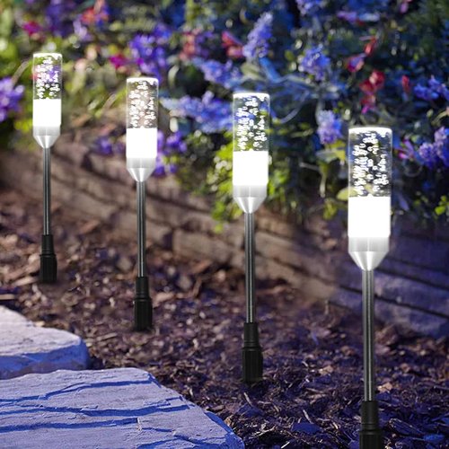 B-right LED Pathway Lights Outdoor, 6 Pcs 4.8W Garden Lights AC Plug 12V Low Voltage Landscape Lighting 570 Lumens Extendable IP65 Waterproof Path Lights for Patio Yard Walkway Cool White 6000K