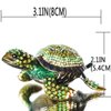 Waltz&F Diamond turtles Hinged Trinket Box Hand-painted Animal Figurine Collectible (green)