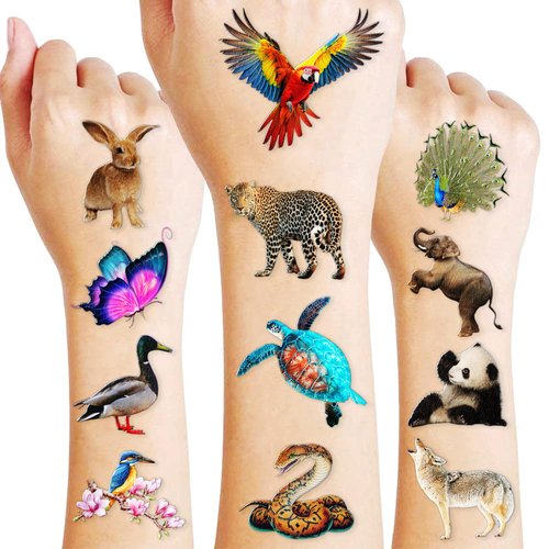 Generic Safari Animals Temporary Tattoos Realistic Wildlife Animal 109PCS Jungle Woodland Zoo Wilderness Themed Tattoos for Kids Teens Adults Teachers Students Classroom School Prizes Rewards, Blue
