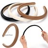 NARUNING 3 Pcs Padded Headbands for Women, Solid Color Leather Hair Band, Headhoop, Fashion Headwear, Girls Women Hair Accessories (Black/Brown/White)