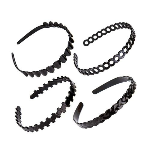 Numblartd 8 Pcs Men and Women Black Plastic Hair Band Headband with Toothed - Fashion Classic Teeth Comb Hair Hoop Headwear Hair Accessory for Wash Face and Makeup