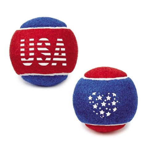 Grriggles Dog Tennis Balls Stars and Stripes Red White Blue USA 6 Pack Patriotic Dogs Toy
