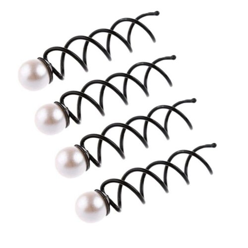 Jowxsx 4 Pcs Pearl Spiral Hair Pins, Lovely Spiral Spin Screw Hair Clips for Women Style DIY Bobby Pins Twist Insert Hairpins