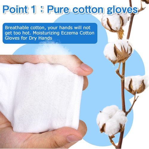 24Pcs Moisturizing Cotton Gloves Sleeping Cotton Gloves Eczema for Dry Hands Work Gloves for Men and Women Stretchable Reusable Cloth Gloves for Spa Lotion Coin Jewelry Silver Inspection(M)